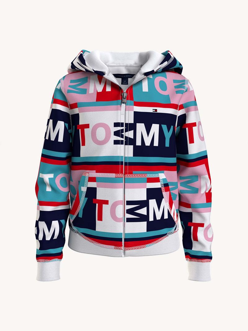 Lány Tommy Hilfiger Tommy Print Zip Hoodies Színes | HU 1792LIS